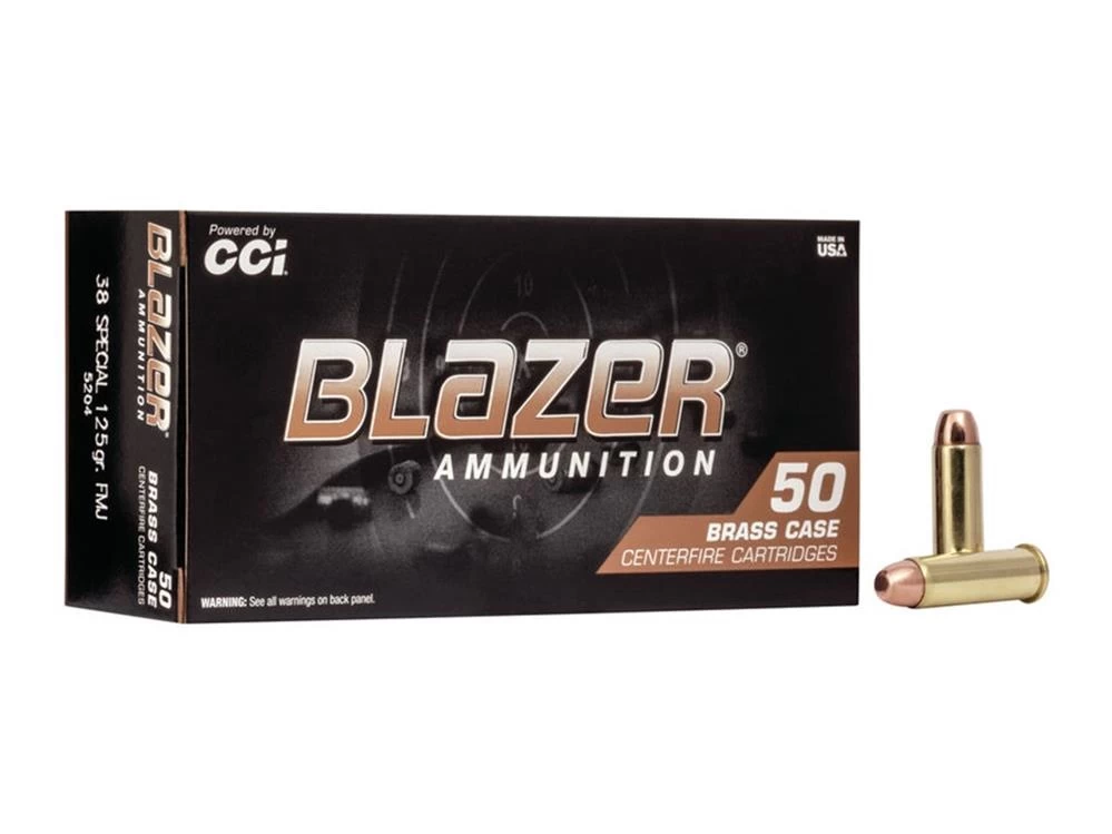 Blazer 38 Special Ammo (125grs. FMJ) 50rds Brass Case