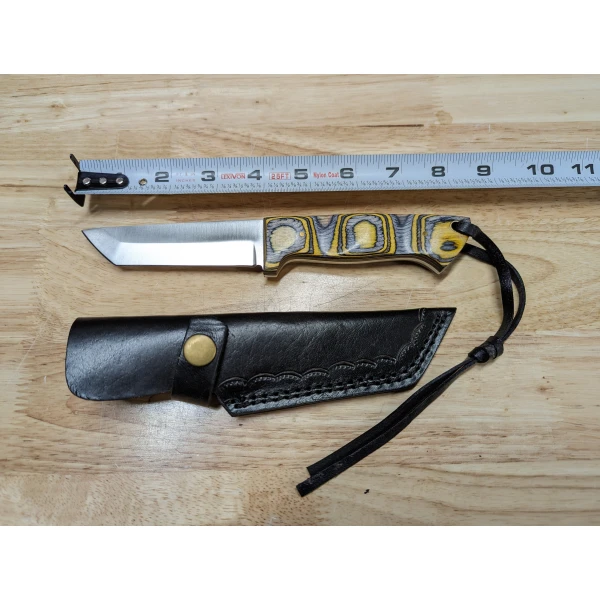Handmade Japanese Steel Tanto Knife Yellow