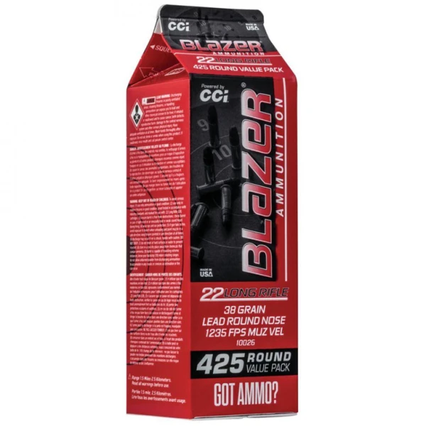 CCI Blazer Rimfire Bulk Pack 22LR Ammunition  38 Grain  High Velocity  Pack of 425 #10026