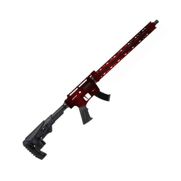TM22 Distressed Red 22LR 18" Threaded Barrel With long hand-guard and adjustable stock