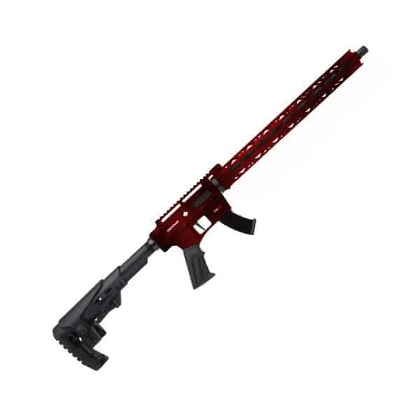 TM22 Distressed Red 22LR 18" Threaded Barrel With long hand-guard and adjustable stock